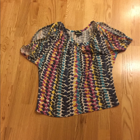 Colorful Metrostyle open shoulder top M - Picture 1 of 2